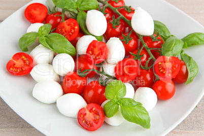 Mozzarella und Tomate