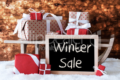 Sleigh With Gifts, Snow, Bokeh, Text Winter Sale
