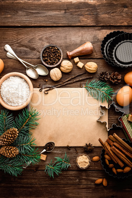 culinary background for recipe of Christmas baking