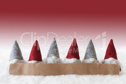 Gnomes, Red Background, Copy Space