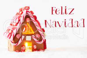 Gingerbread House, White Background, Feliz Navidad Means Merry Christmas