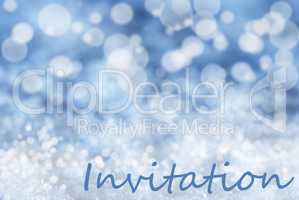 Blue Bokeh Christmas Background, Snow, Text Invitation