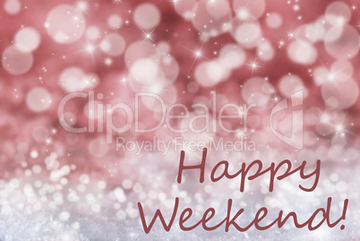 Red Bokeh Christmas Background, Snow, Text Happy Weekend