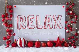 Label, Snowflakes, Christmas Balls, Text Relax