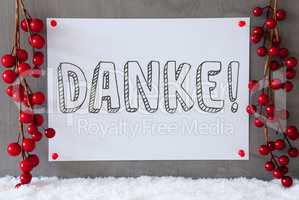 Label, Snow, Christmas Decoration, Danke Means Thank You