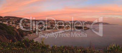 Crescent Bay beach panoramic view of the ocean at sunset