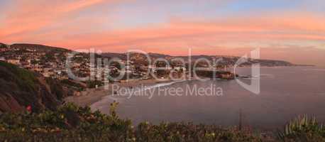 Crescent Bay beach panoramic view of the ocean at sunset