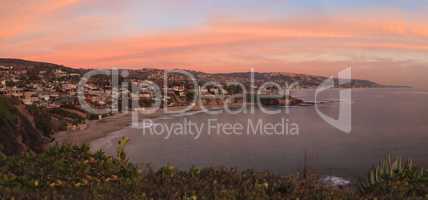 Crescent Bay beach panoramic view of the ocean at sunset