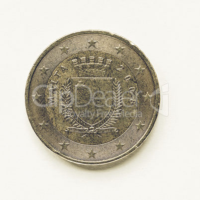 Vintage Maltese 50 cent coin