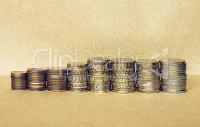 Vintage Euro coins pile