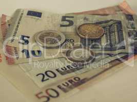 Vintage Euro coins and notes