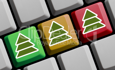 Bunte Computer Tastatur mit 3 Weihnachtsbäumen