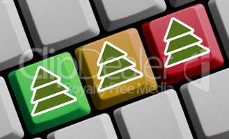 Bunte Computer Tastatur mit 3 Weihnachtsbäumen