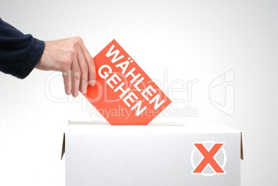 Wählen gehen - Wahlschein mit Wahlurne