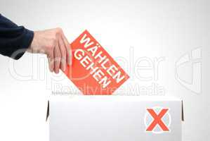 Wählen gehen - Wahlschein mit Wahlurne