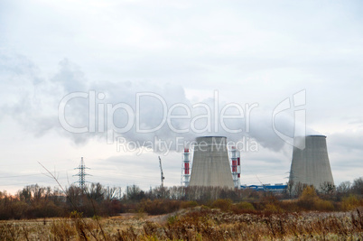 the heating plant pipe smoke