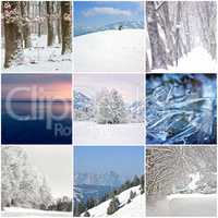 Photo collage of cold winter days