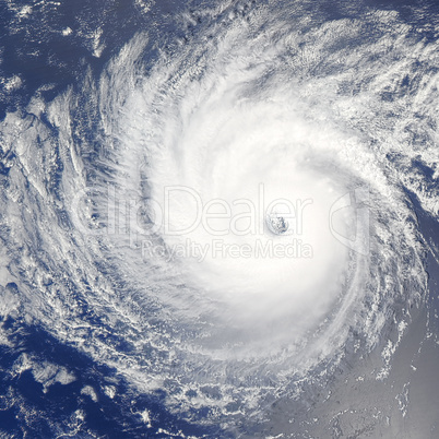 Huge hurricane over Pacific Ocean. Satellite photo.