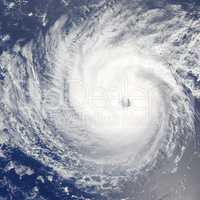 Huge hurricane over Pacific Ocean. Satellite photo.