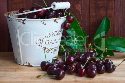 Ripe dark red cherries