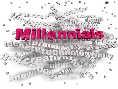 3d image Millennials word cloud concept