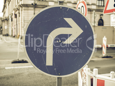 Vintage looking Turn right sign