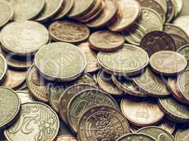 Vintage Euro coins background