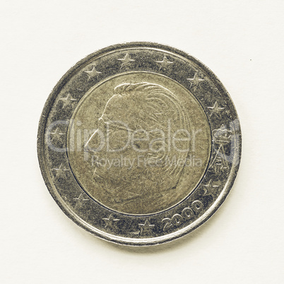 Vintage Belgian 2 Euro coin