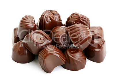 collection chocolate candies isolated on white