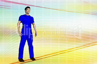 Worker in middle age, 3d illustration