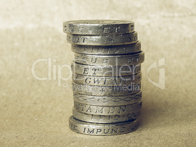 Vintage Pound coins pile