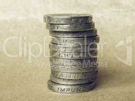 Vintage Pound coins pile