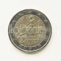 Vintage Greek 2 Euro coin