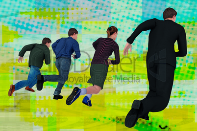 People running to the goal, illustration