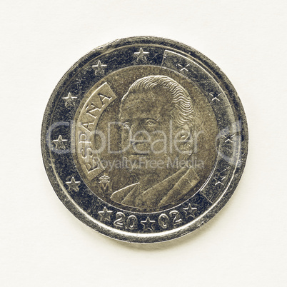 Vintage Spanish 2 Euro coin