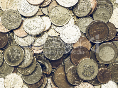 Vintage Euro and Pounds coins