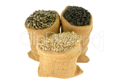 Sunflower seeds with and without shell