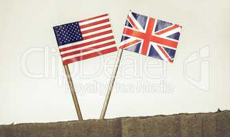 Vintage looking British and American flags