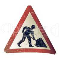 Vintage looking Road work sign