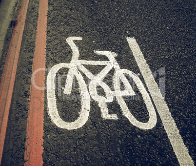 Vintage looking Bike lane sign