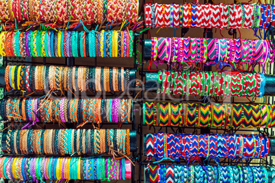 Various colorful bracelets on sale
