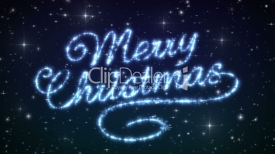 Merry Christmas Beautiful Text Appearance Animation in the Night Winter Sky. Text made of Stars. HD 1080. Loop-able.