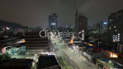 Timelapse of night Seoul with cars on motorway, South Korea