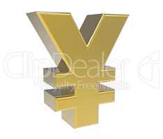 Symbol of yen, 3D rendering