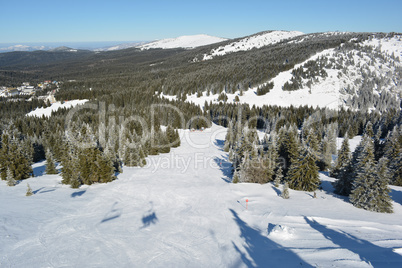 Ski slopes, aerial view