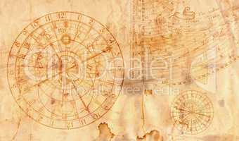 Astronomical clock in grunge style