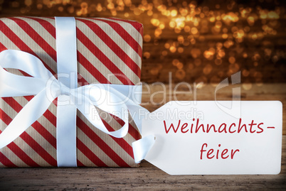 Atmospheric Gift With Label, Weihnachtsfeier Means Christmas Party