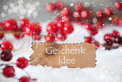Burnt Label, Snow, Snowflakes, Geschenk Idee Means Gift Idea