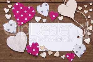 Label, Pink Hearts, Copy Space