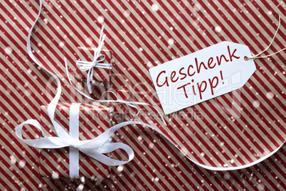 Gifts With Label, Snowflakes, Geschenk Tipp Means Gift Tip